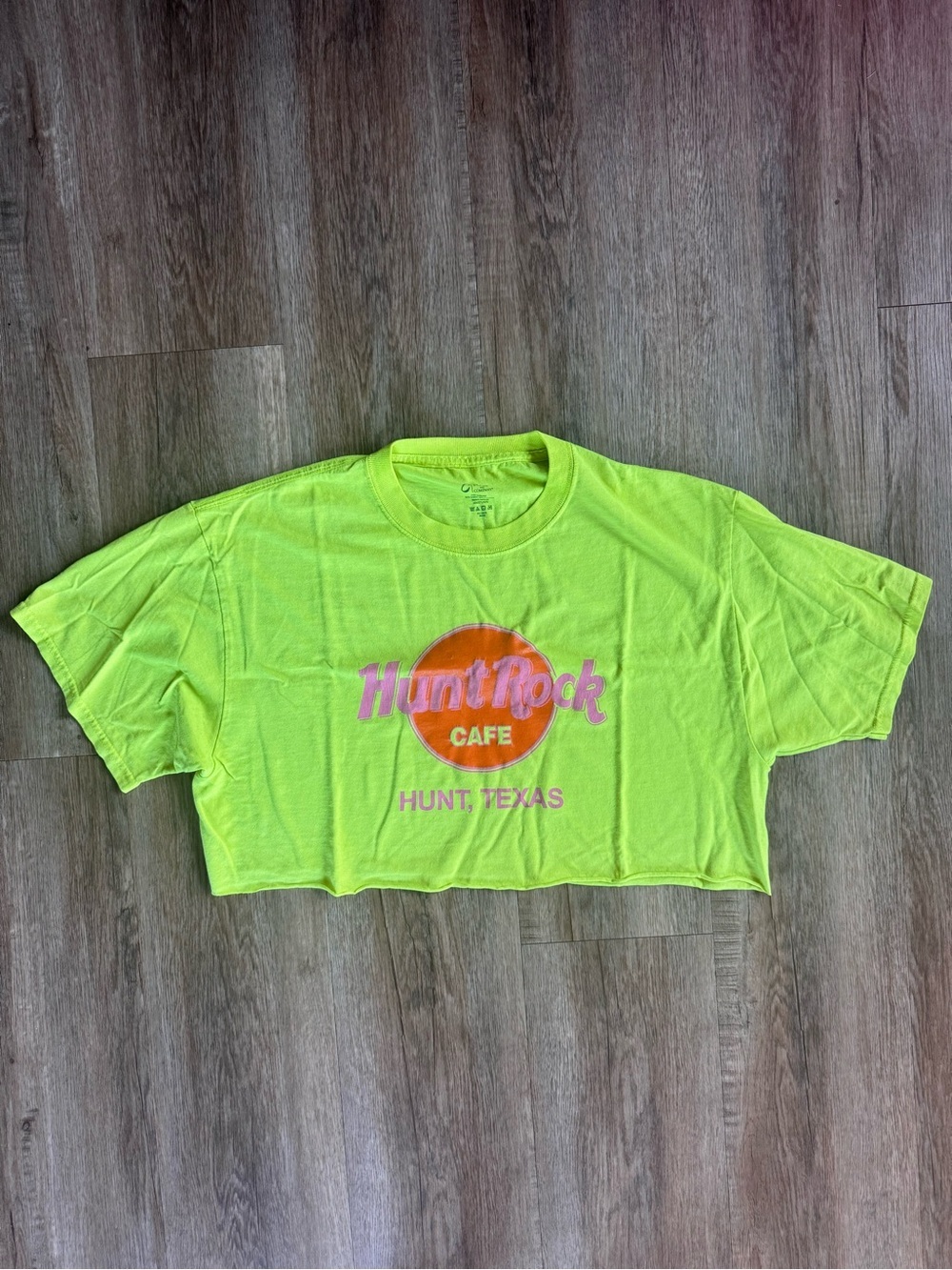 Hunt Rock Café Neon Green Crop Tee - Hunt, Texas